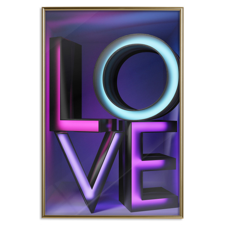 Wall Poster Glassy Love - neon texts with imitation of 3D effect on a colorful background 135507 additionalImage 2