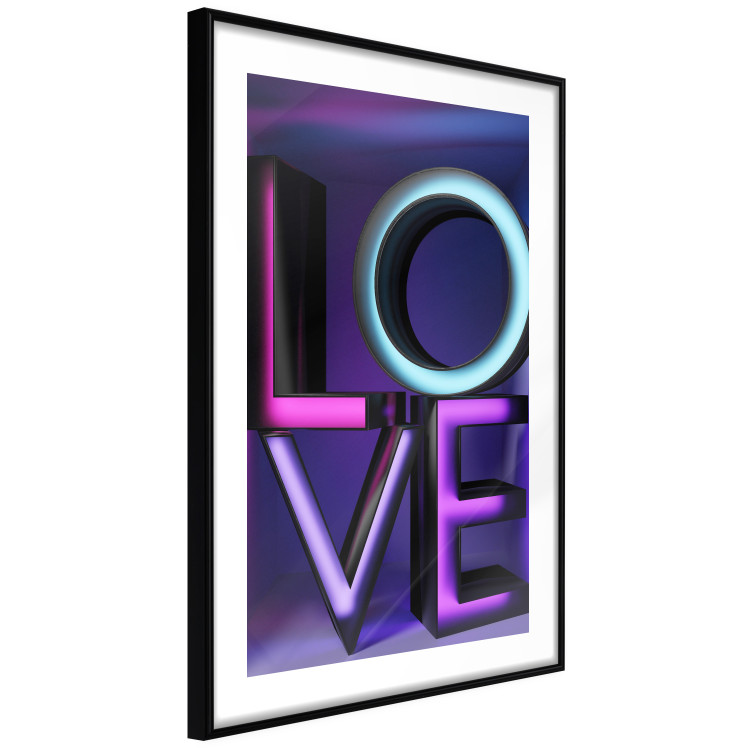 Wall Poster Glassy Love - neon texts with imitation of 3D effect on a colorful background 135507 additionalImage 18