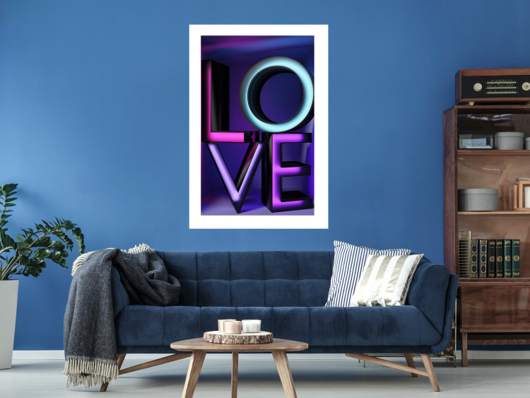 Wall Poster Glassy Love - neon texts with imitation of 3D effect on a colorful background 135507 additionalImage 10