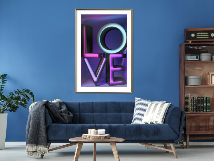 Wall Poster Glassy Love - neon texts with imitation of 3D effect on a colorful background 135507 additionalImage 9