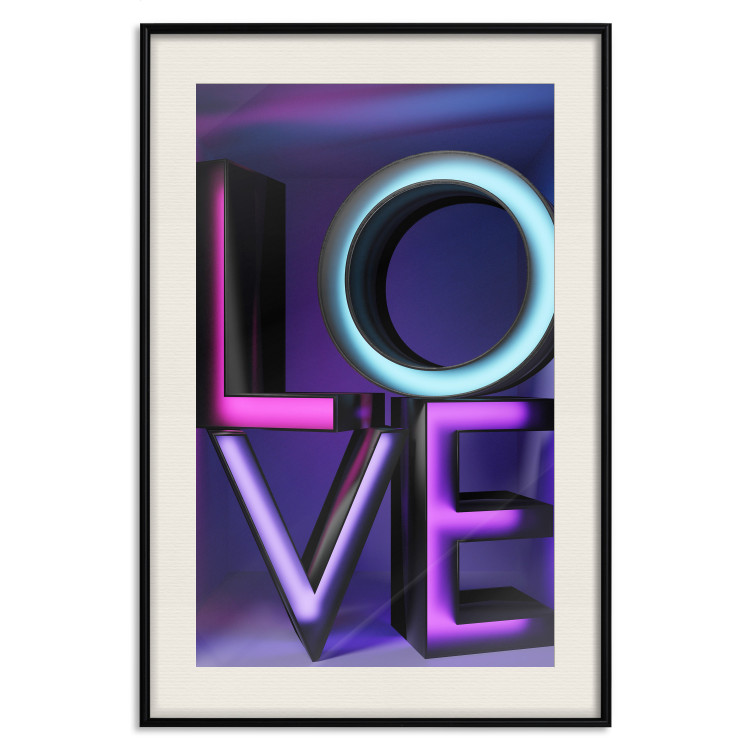 Wall Poster Glassy Love - neon texts with imitation of 3D effect on a colorful background 135507 additionalImage 25