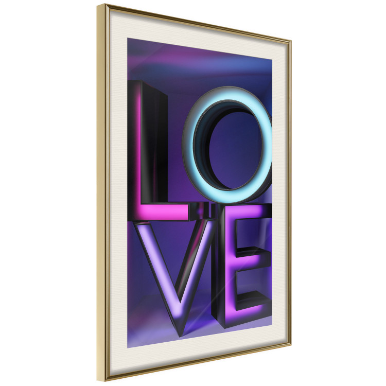 Wall Poster Glassy Love - neon texts with imitation of 3D effect on a colorful background 135507 additionalImage 15