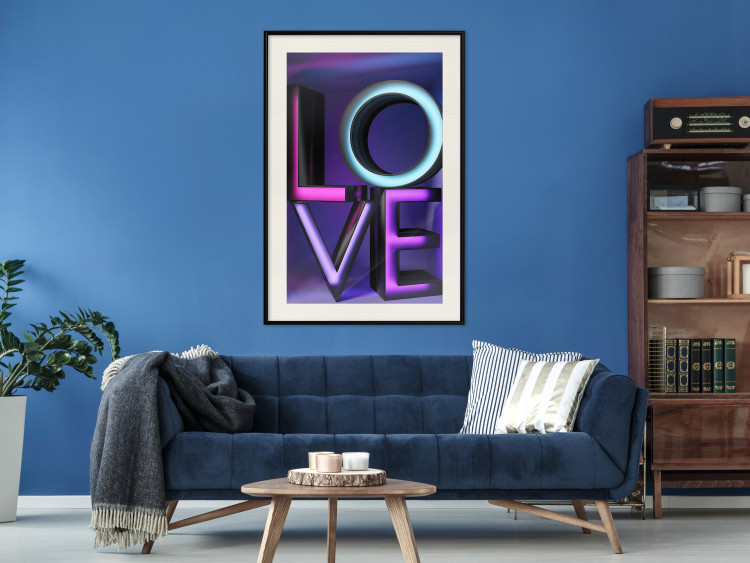 Wall Poster Glassy Love - neon texts with imitation of 3D effect on a colorful background 135507 additionalImage 8