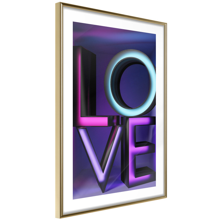 Wall Poster Glassy Love - neon texts with imitation of 3D effect on a colorful background 135507 additionalImage 17