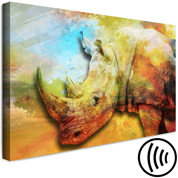 Canvas Rhinoceros (1-piece) Wide - multicolored exotic animal 137007 additionalImage 6