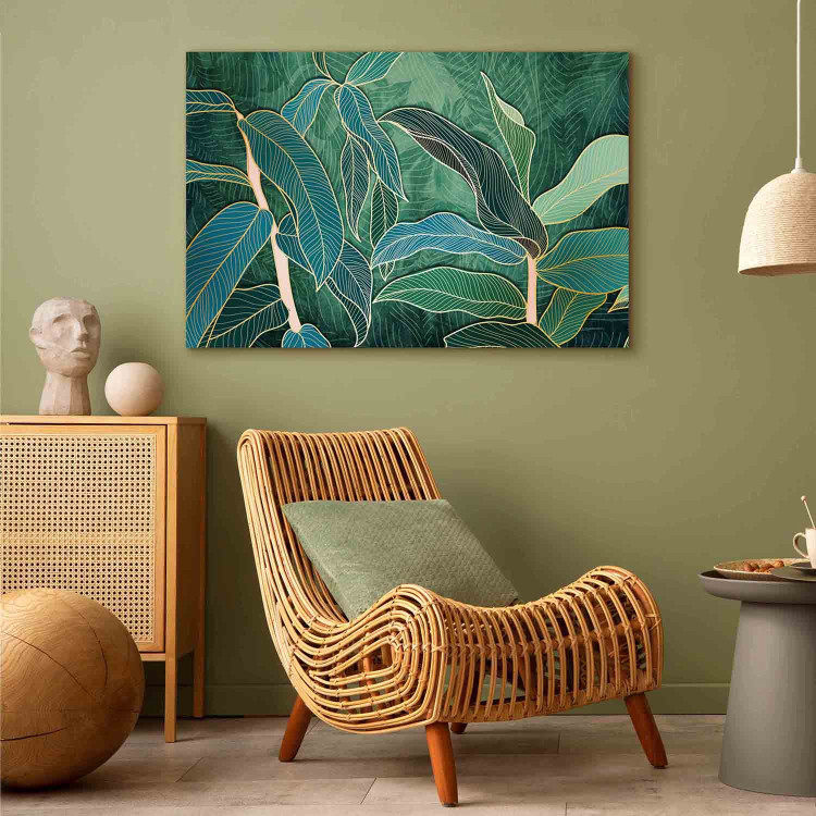 Canvas Expressive Leaves (1-piece) Wide - landscape of exotic leaves 137307 additionalImage 9