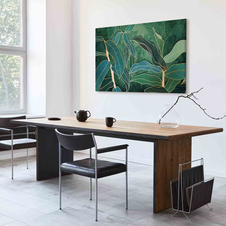 Canvas Expressive Leaves (1-piece) Wide - landscape of exotic leaves 137307 additionalImage 5