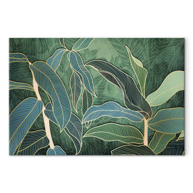 Canvas Expressive Leaves (1-piece) Wide - landscape of exotic leaves 137307 additionalImage 7