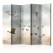 Room Divider Golden Geese II (5-piece) - Flying birds and countryside landscape in the background 138107