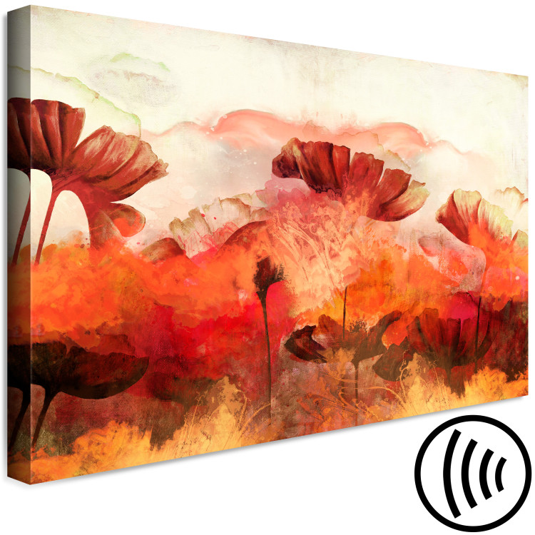 Canvas Print Fiery Flowers (1-piece) Wide - landscape in warm colors 138307 additionalImage 6