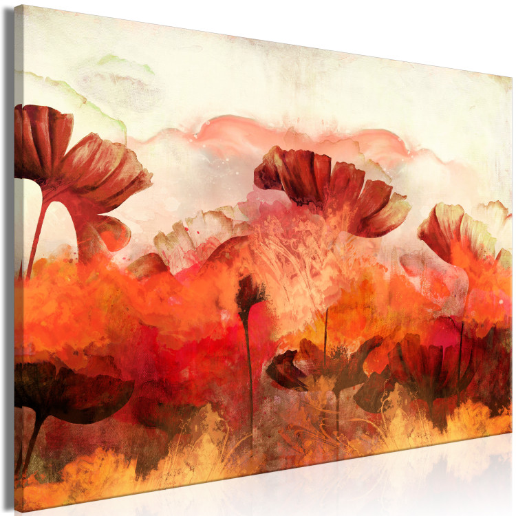 Canvas Print Fiery Flowers (1-piece) Wide - landscape in warm colors 138307 additionalImage 2
