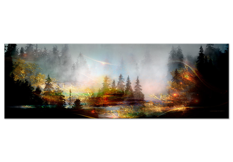 Canvas Print Evening Sun (1-piece) narrow - forest landscape with misty sky 138507