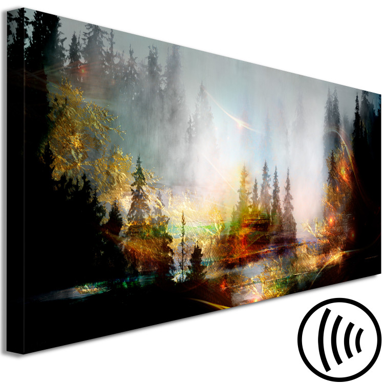 Canvas Print Evening Sun (1-piece) narrow - forest landscape with misty sky 138507 additionalImage 6