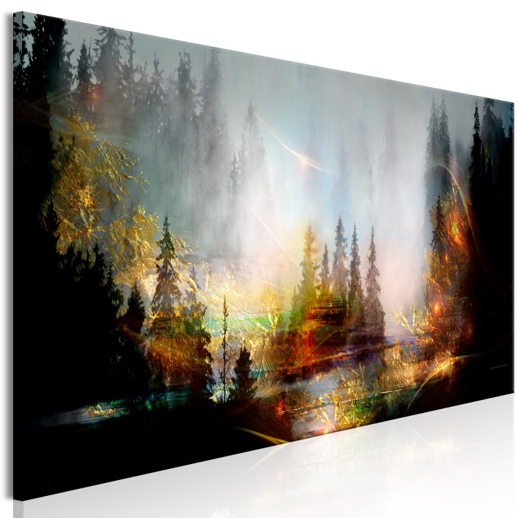 Canvas Print Evening Sun (1-piece) narrow - forest landscape with misty sky 138507 additionalImage 2