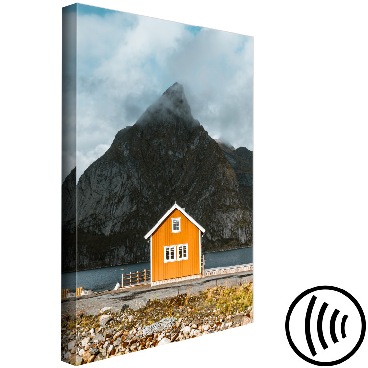 Canvas Northern Shore (1-piece) Vertical - house by the sea and mountains in the background 138707 additionalImage 6