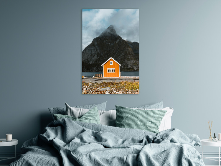 Canvas Northern Shore (1-piece) Vertical - house by the sea and mountains in the background 138707 additionalImage 3