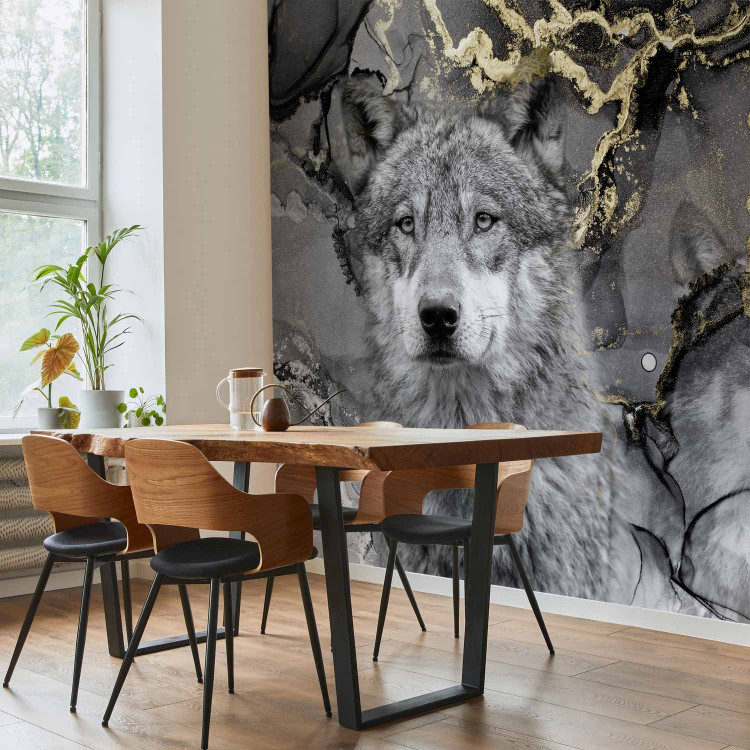 Wall Mural Tranquil wolves - abstract with animal motif and golden patterns 142807 additionalImage 7