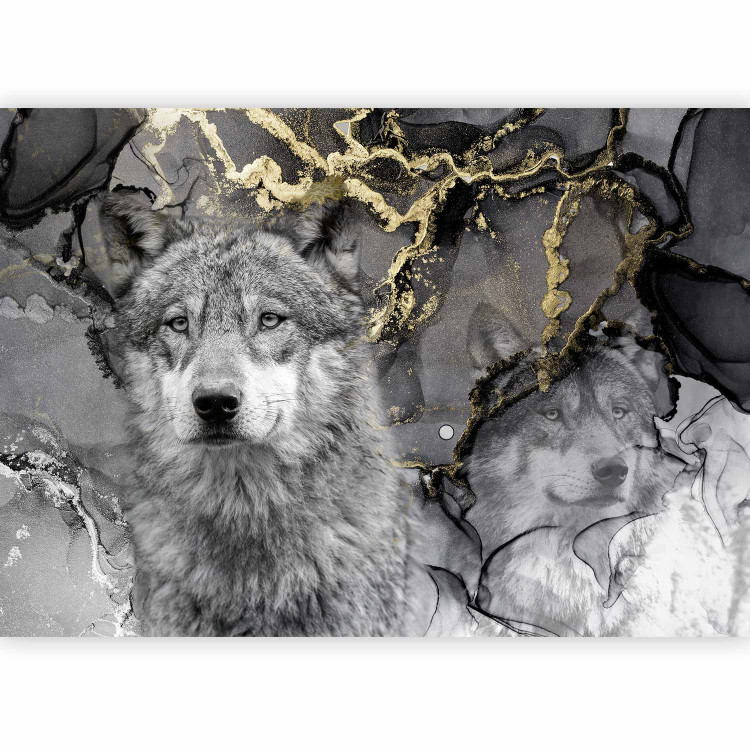 Wall Mural Tranquil wolves - abstract with animal motif and golden patterns 142807 additionalImage 5