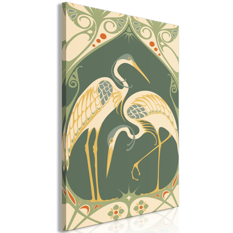 Canvas Art Print Stylish Cranes (1-piece) Vertical - water birds in art deco style 143207 additionalImage 2