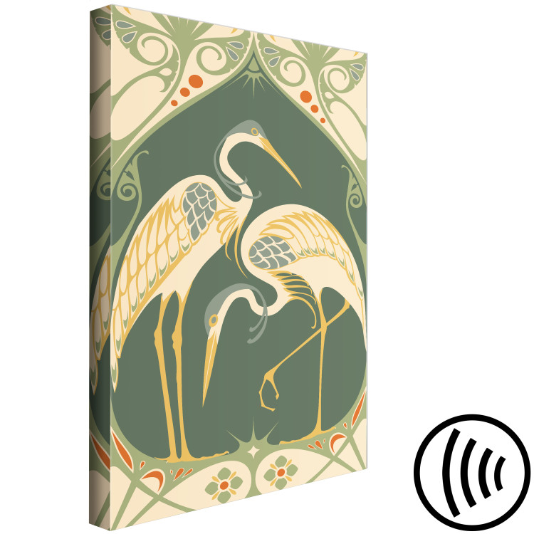 Canvas Art Print Stylish Cranes (1-piece) Vertical - water birds in art deco style 143207 additionalImage 6