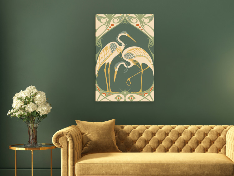 Canvas Art Print Stylish Cranes (1-piece) Vertical - water birds in art deco style 143207 additionalImage 3