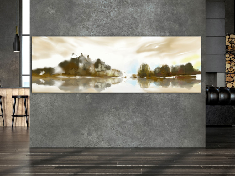Canvas Art Print Sepia Autumn Landscape (1-piece) Narrow - delicate abstraction 143707 additionalImage 3