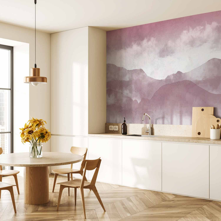 Wall Mural Hazy Landscape - View of the Mountains and the Lake in Pink Shades 146007 additionalImage 7