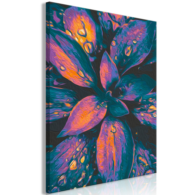Paint by Number Kit Rainbow Leaves - Colorful Plant, Dark Colors, Water Drops 146207 additionalImage 4