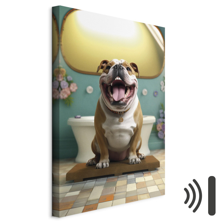 Canvas Art Print AI French Bulldog Dog - Animal Waiting In Colorful Bathroom - Vertical 150107 additionalImage 8