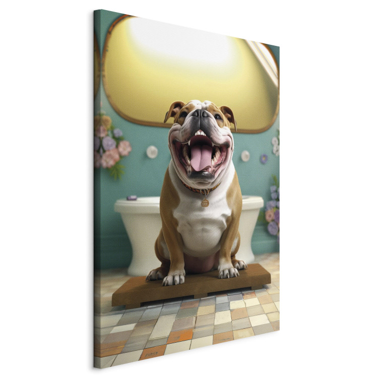 Canvas Art Print AI French Bulldog Dog - Animal Waiting In Colorful Bathroom - Vertical 150107 additionalImage 2