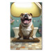 Canvas Art Print AI French Bulldog Dog - Animal Waiting In Colorful Bathroom - Vertical 150107