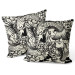 Decorative Velor Pillow Fish Among Flowers - Black and White Linear Composition With Koi Carp 151307 additionalThumb 3