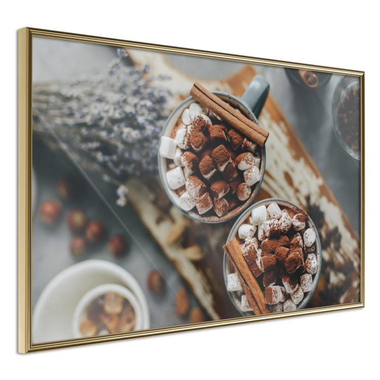 Poster Hot Chocolate - Mugs Full of Cocoa With Marshmallows Sprinkled With Cinnamon 151707 additionalImage 2