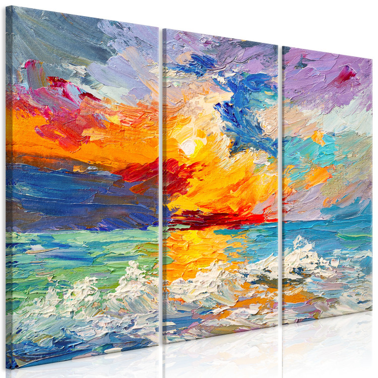 Canvas Seascape - Painted Sunset in Vivid Colors 151807 additionalImage 2