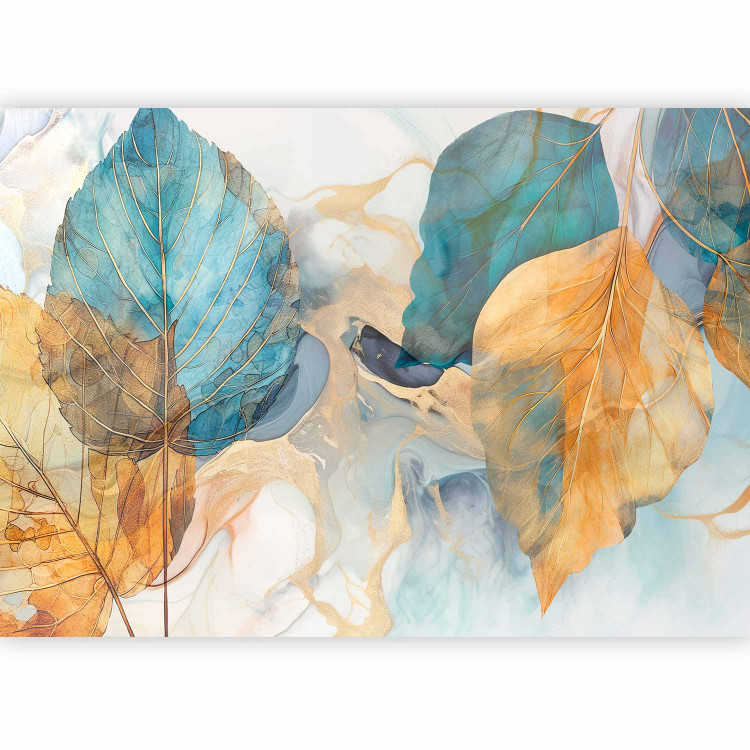 Wall Mural Texture of Autumn - Orange and Turquoise Leaves on a Misty Background 151907 additionalImage 5