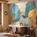 Wall Mural Texture of Autumn - Orange and Turquoise Leaves on a Misty Background 151907 additionalThumb 8