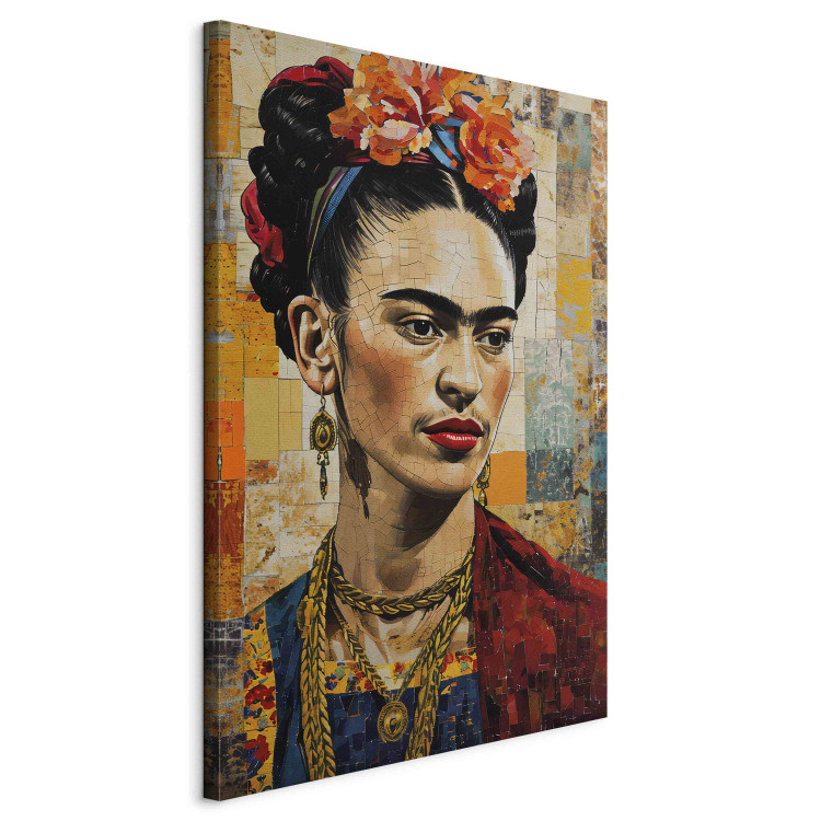 Large canvas print Frida Kahlo - Portrait on a Mosaic Background Inspired by Klimt’s Style [Large Format] 152207 additionalImage 2
