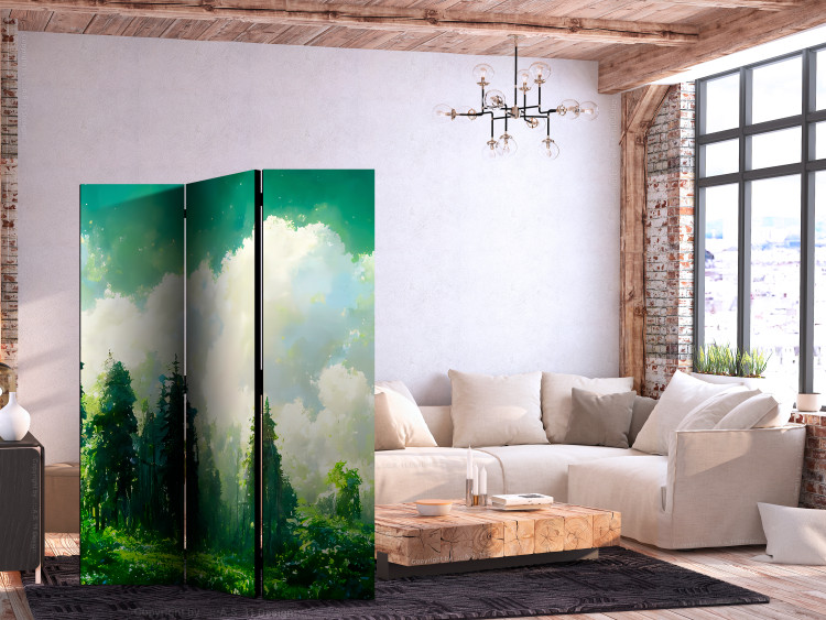 Folding Screen Mountain Landscape - Trees on a Mountainside Painted in Watercolor [Room Dividers] 159807 additionalImage 4