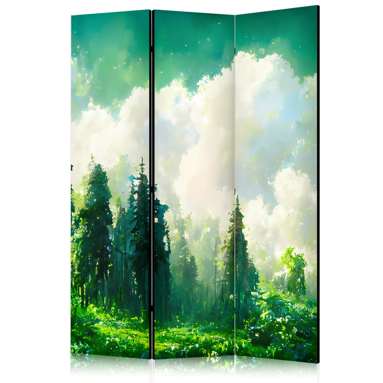 Folding Screen Mountain Landscape - Trees on a Mountainside Painted in Watercolor [Room Dividers] 159807