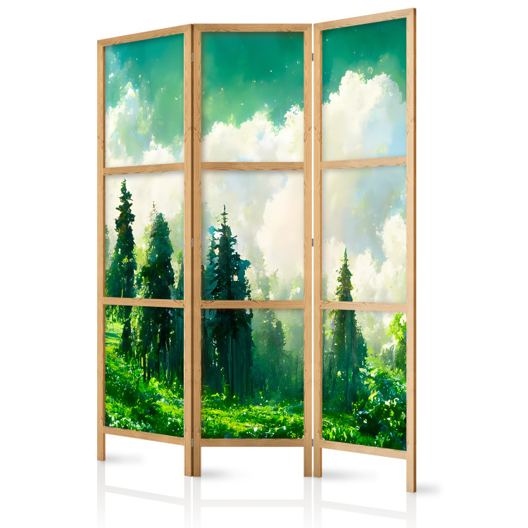 Folding Screen Mountain Landscape - Trees on a Mountainside Painted in Watercolor [Room Dividers] 159807 additionalImage 5