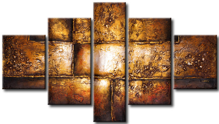 Canvas Abstraction (5-piece) - Fantasy with brown elements 47907