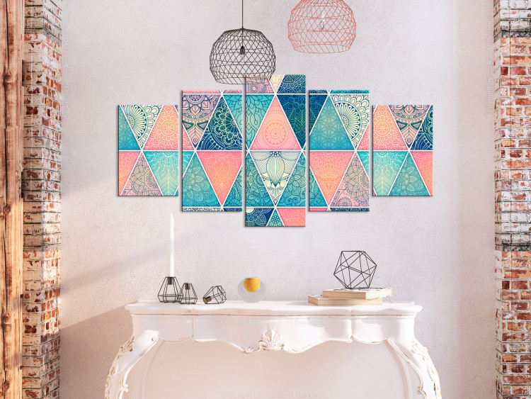 Canvas Art Print Oriental Triangles (5 Parts) Wide 108017 additionalImage 3
