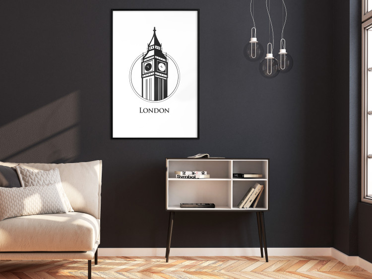 Poster London - black and white composition with Big Ben and English text 114317 additionalImage 6