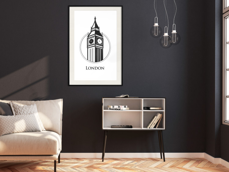 Poster London - black and white composition with Big Ben and English text 114317 additionalImage 19