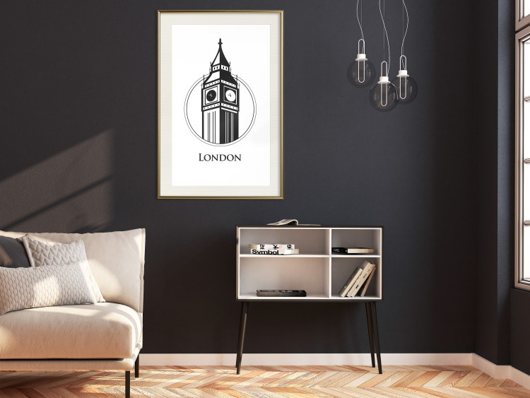 Poster London - black and white composition with Big Ben and English text 114317 additionalImage 17