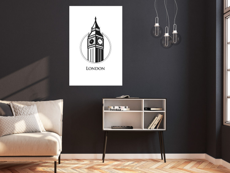 Poster London - black and white composition with Big Ben and English text 114317 additionalImage 4