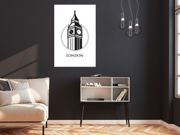 Poster London - black and white composition with Big Ben and English text 114317 additionalImage 16
