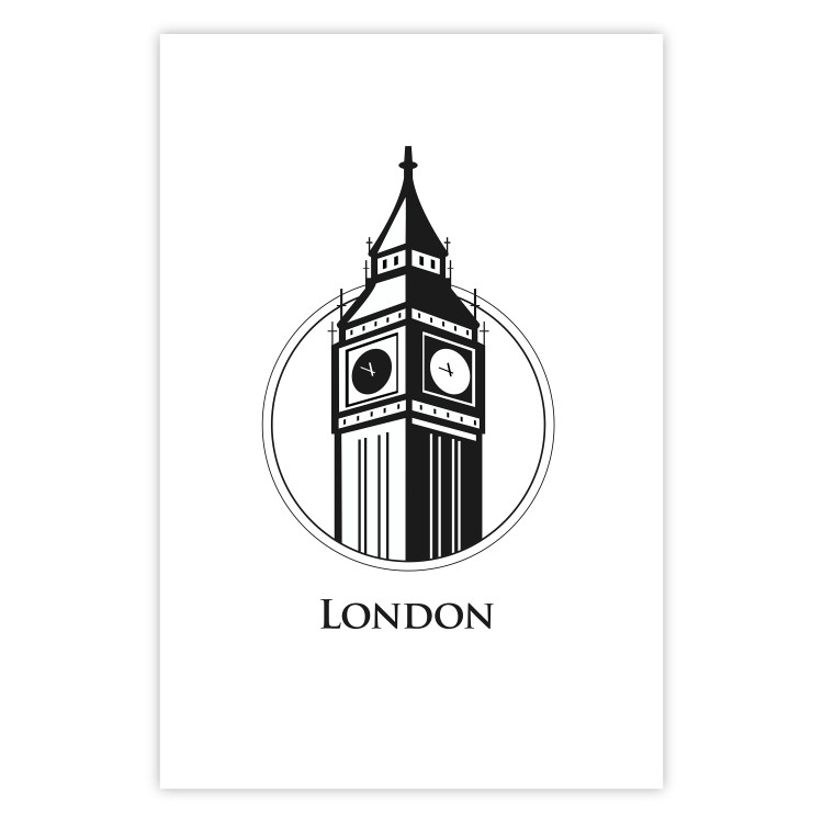 Poster London - black and white composition with Big Ben and English text 114317 additionalImage 18