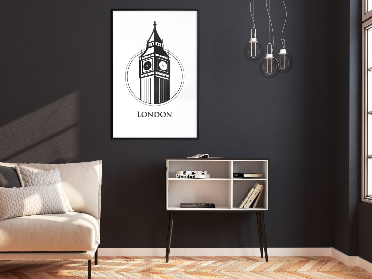 Poster London - black and white composition with Big Ben and English text 114317 additionalImage 5
