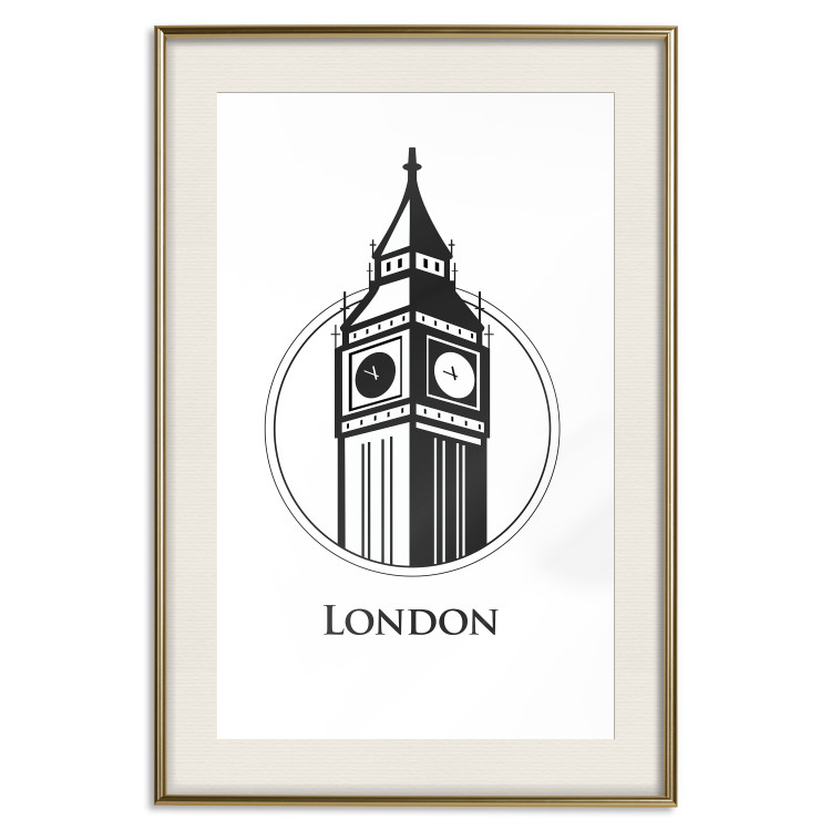Poster London - black and white composition with Big Ben and English text 114317 additionalImage 20